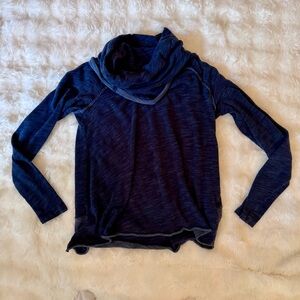 Free People Women's Cowl Neck Lightweight Navy Sweater